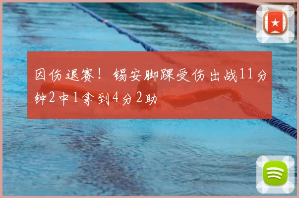 因伤退赛！锡安脚踝受伤出战11分钟2中1拿到4分2助